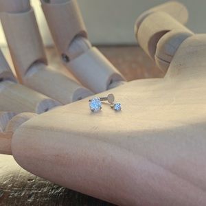 14KYG Cartilage 4mm & 2mm CZ Stud Earring Set
